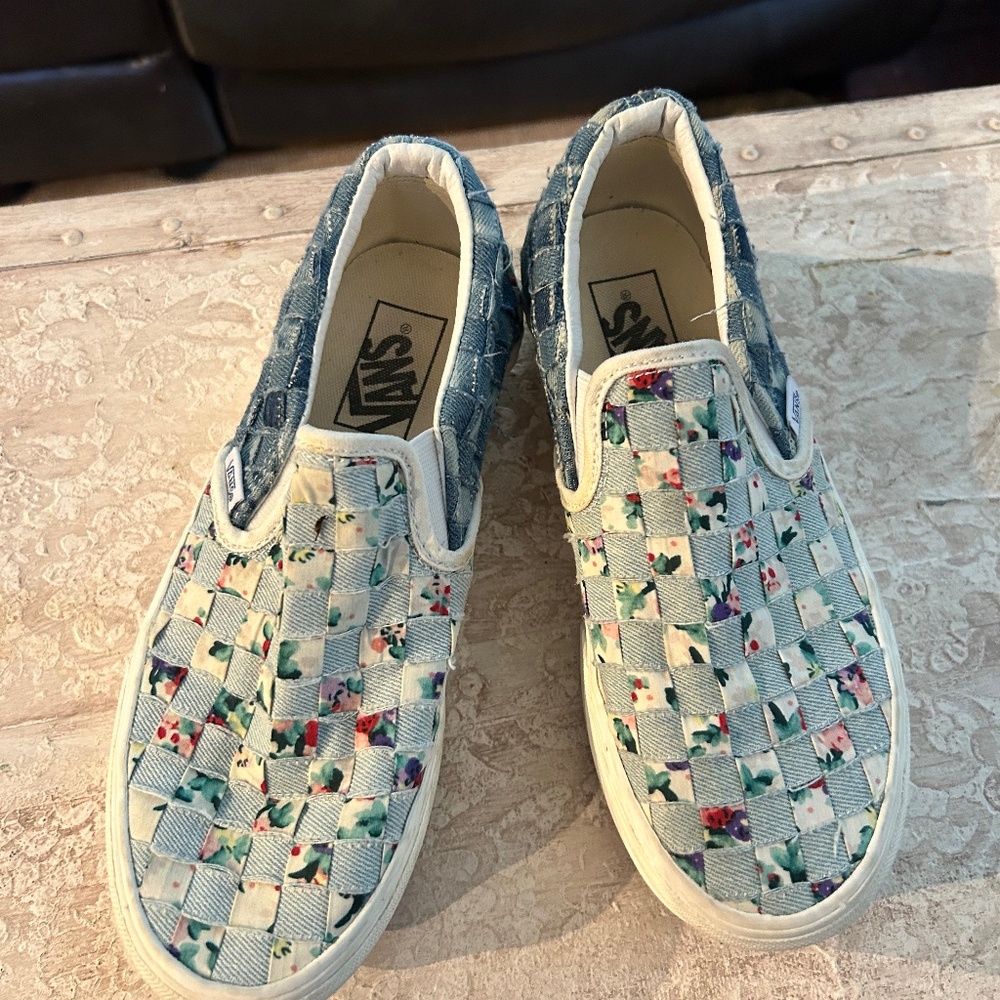Vans Platform Floral And Denim Weaved Size 6.5 - image 1